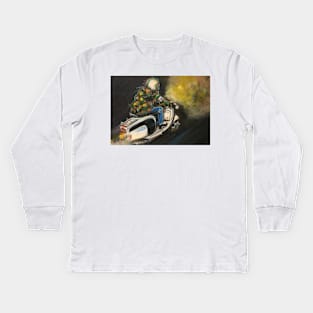 Retro Scooter, Classic Scooter, Scooterist, Scootering, Scooter Rider, Mod Art Kids Long Sleeve T-Shirt